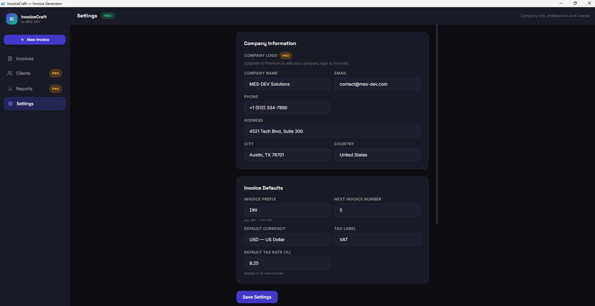 InvoiceCraft screenshot