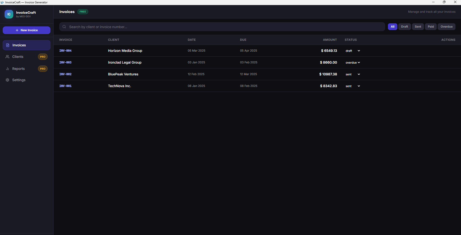 InvoiceCraft screenshot