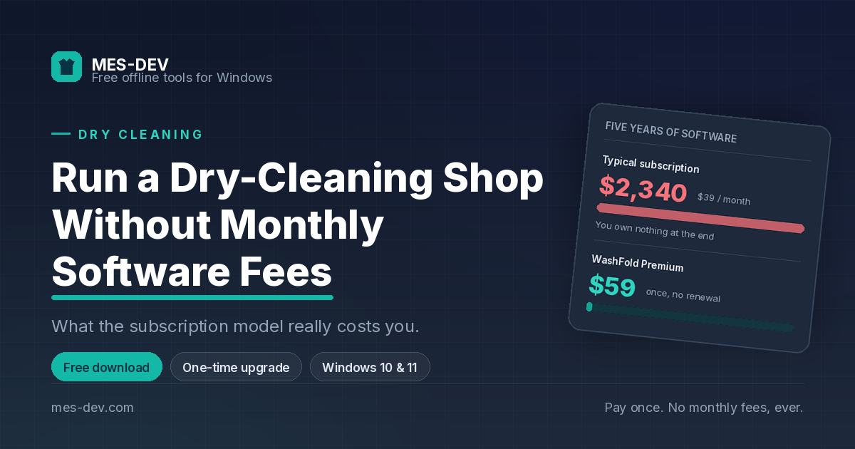 How to Run a Dry-Cleaning Shop Without Monthly Software Fees