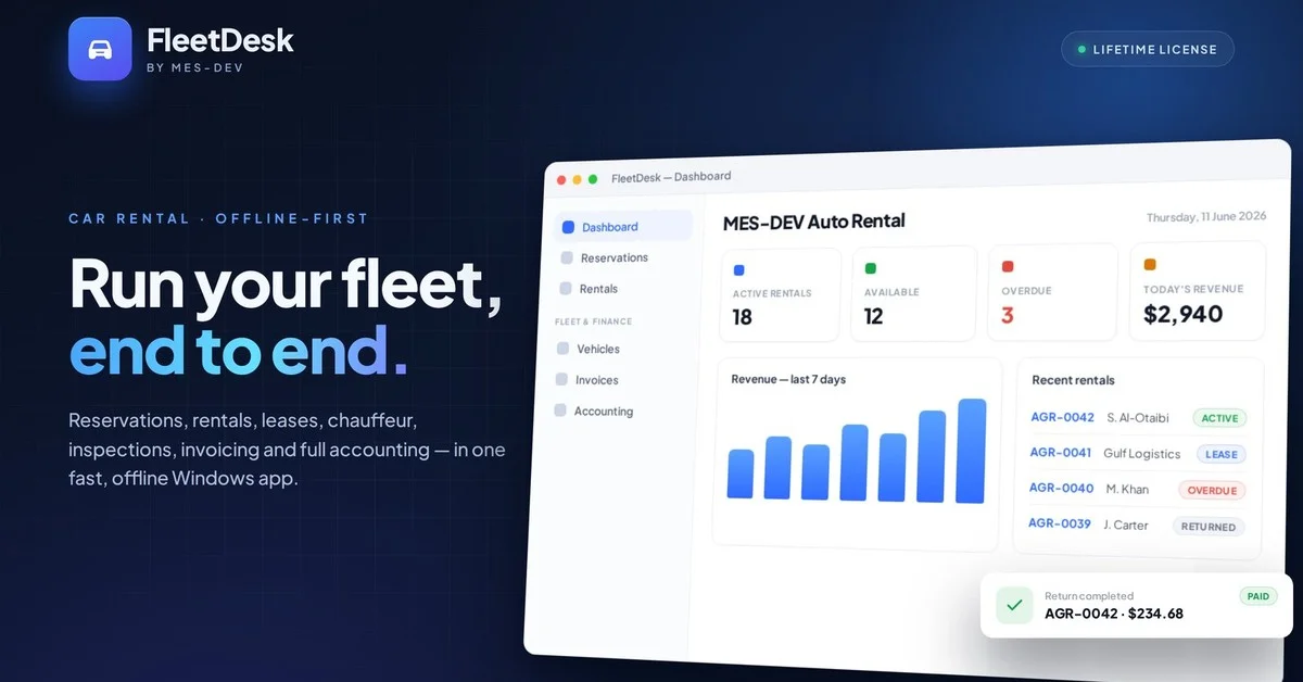 Car Rental Management Software That Works Offline - Free download